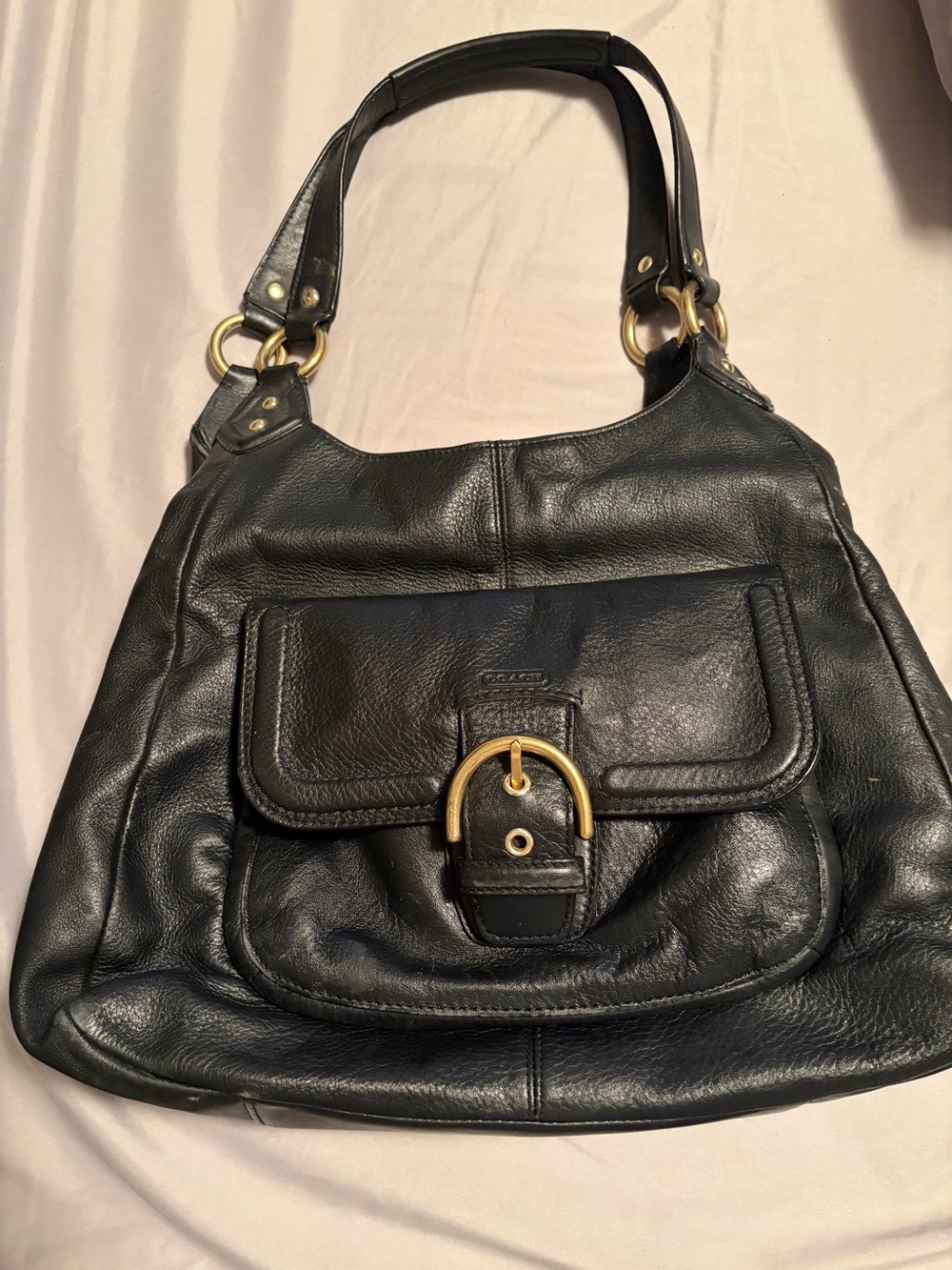 Coach Black Leather Hobo Shoulder Bag